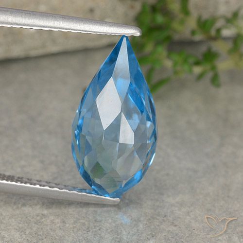 6.71ct Natural Azul Suíço Topázio, Briolette, VVS-VS