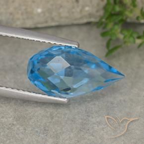 Topázio Azul Suíço Natural 6.71ct, Briolette, VVS-VS