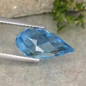 Topázio Azul Suíço Natural 2.71ct, Briolette, VVS-VS