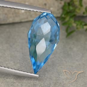 Topázio Azul Suíço Natural 2.71ct, Briolette, VVS-VS