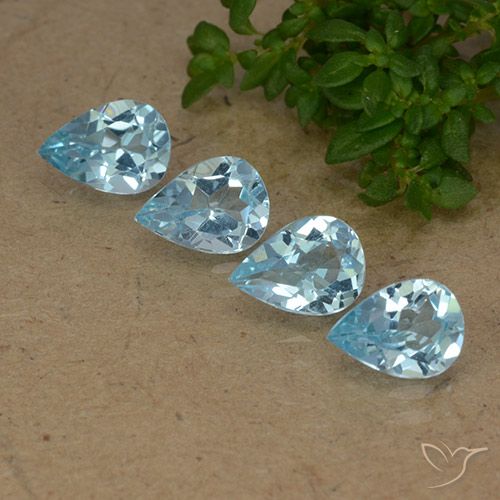 2.88ctw Natural Azul Suíço Topázio, Formato de pêra, VVS-VS