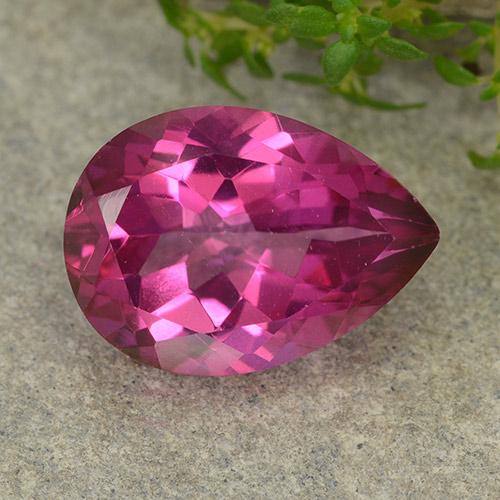 Topázio rosa natural 6,44ct, formato de pêra, VVS-VS