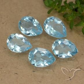 Pedras preciosas de Topázio Céu azul natural de 3.87 ct, Formato de pêra, VVS-VS