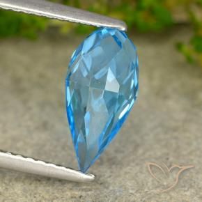 Topázio Azul Suíço Natural 2.66ct, Briolette, VVS-VS