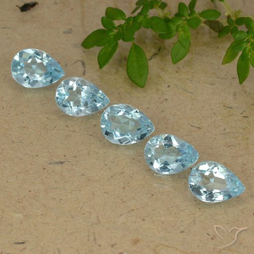 3.83ctw Natural Céu azul Topázio, Formato de pêra, VVS-VS