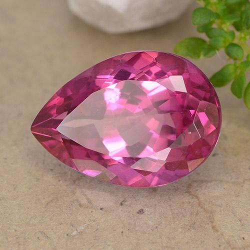Topázio Magenta Profundo Natural 6.81ct, Formato de pêra, VVS-VS