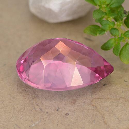 Topázio Magenta Profundo Natural 6.81ct, Formato de pêra, VVS-VS