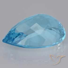 Topázio Azul Suíço Natural 20.89ct, Formato de pêra, VVS-VS