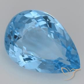 Topázio Azul Suíço Natural 21.47ct, Formato de pêra, VVS