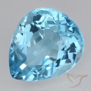 Topázio Azul Suíço Natural 21.97ct, Formato de pêra, VVS