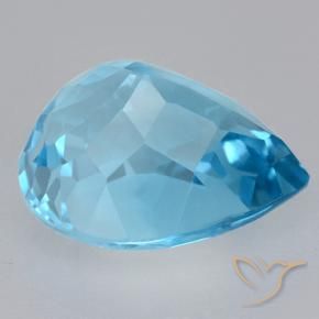 Topázio Azul Suíço Natural 21.97ct, Formato de pêra, VVS