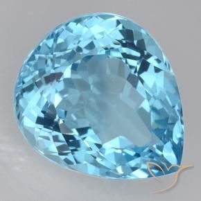 Topázio Azul Suíço Natural 21.58ct, Formato de pêra, VVS