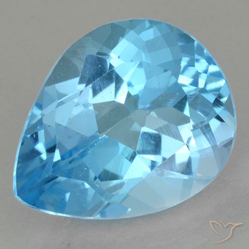 Topázio azul natural 13,09ct, formato de pêra, VVS-VS