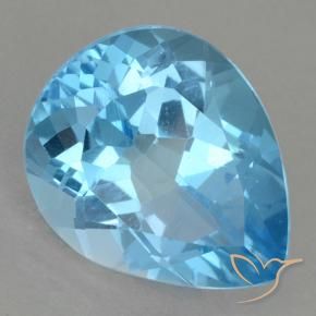 Topázio azul natural 13,09ct, formato de pêra, VVS-VS