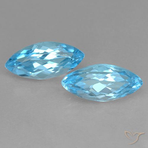 7.75ctw Natural Azul Suíço Topázio, Marquesa, VVS-VS