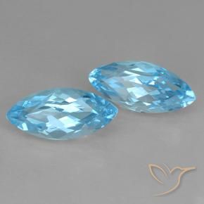 Pedras preciosas de Topázio Azul Suíço natural de 7.75 ct, Marquesa, VVS-VS