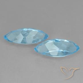Pedras preciosas de Topázio Azul Suíço natural de 7.75 ct, Marquesa, VVS-VS