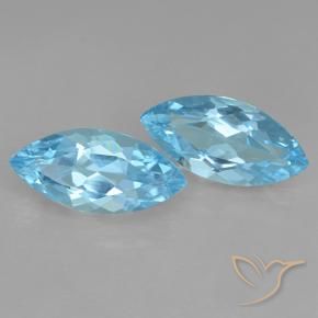 Pedras preciosas de Topázio Azul Suíço natural de 7.17 ct, Marquesa, VVS-VS