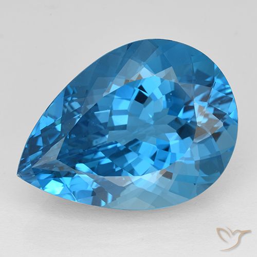 Topázio azul suíço solto de 25,35 ct, corte de pêra de 22,1 x 16,1 mm do Brasil, Photo A