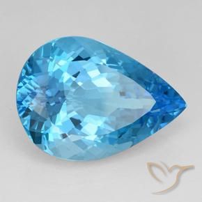 Topázio Azul Suíço Natural 21.98ct, Formato de pêra, VVS