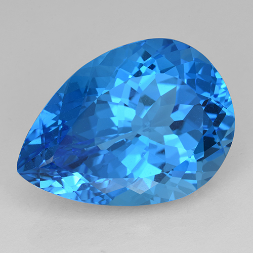 Topázio Azul Suíço Natural 25.96ct, Formato de pêra, VVS
