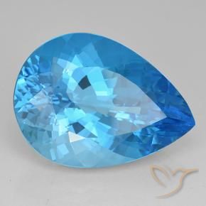 Topázio Azul Suíço Natural 23.86ct, Formato de pêra, VVS