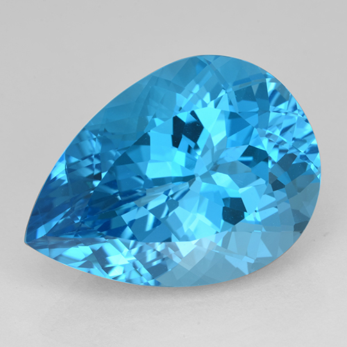 Topázio azul natural 26,49ct, formato de pêra, IF