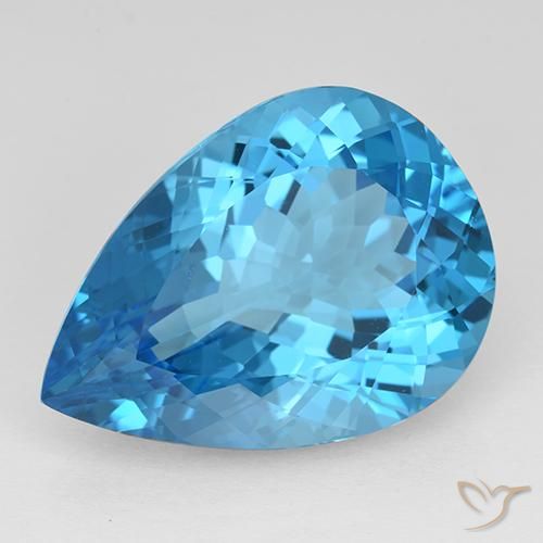 21.70ct Natural Azul Suíço Topázio, Formato de pêra, IF