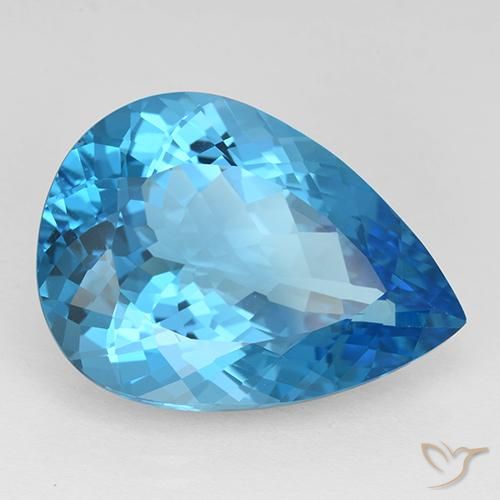 Topázio Azul Suíço Natural 21.70ct, Formato de pêra, IF
