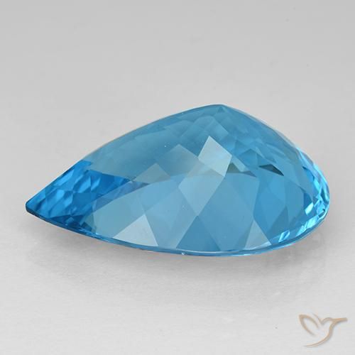 Topázio Azul Suíço Natural 21.70ct, Formato de pêra, IF
