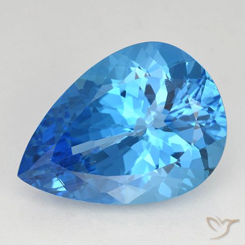 Topázio azul suíço solto de 21,51 ct, corte de pêra de 21,8 x 15,8 mm do Brasil, Photo A