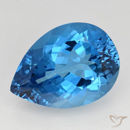 Topázio azul suíço solto de 25,31 ct, corte de pêra de 21,8 x 15,9 mm do Brasil, Photo A