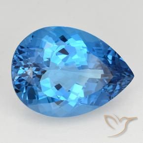 Topázio azul natural 25,31ct, formato de pêra, VVS
