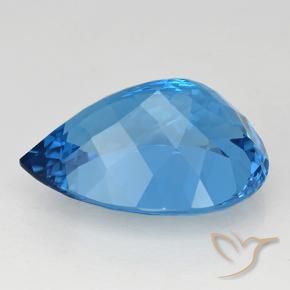 Topázio azul natural 25,31ct, formato de pêra, VVS