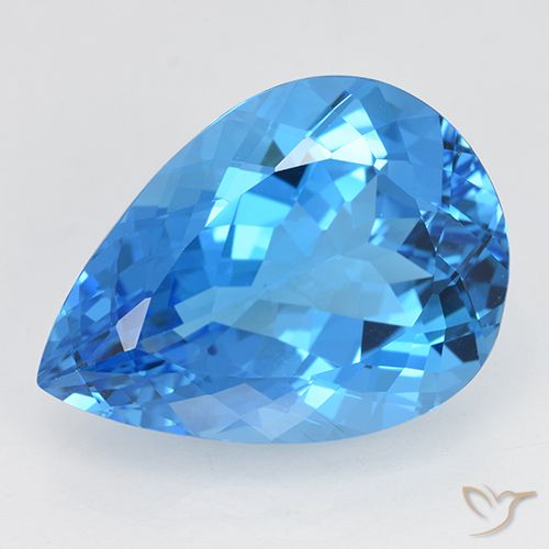 24.07ct Natural Azul Suíço Topázio, Formato de pêra, VVS