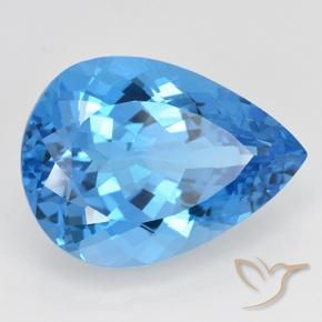 Topázio Azul Suíço Natural 24.07ct, Formato de pêra, VVS