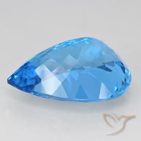 Topázio Azul Suíço Natural 24.07ct, Formato de pêra, VVS