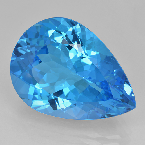 Topázio azul natural 22,54ct, formato de pêra, VVS