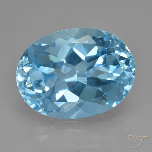 Topázio azul natural 24,36ct, corte oval, VVS