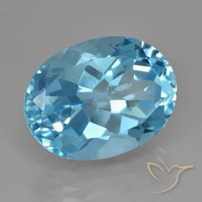 Topázio azul natural 24,36ct, corte oval, VVS