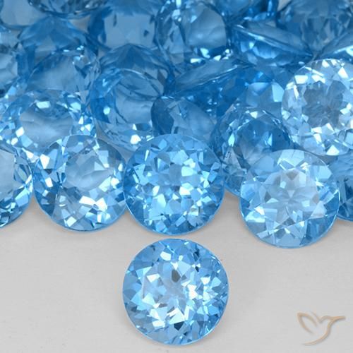 Topázio Azul Suíço Natural 4.43ct, Redondo, VVS-VS