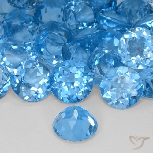 Topázio Azul Suíço Natural 4.43ct, Redondo, VVS-VS