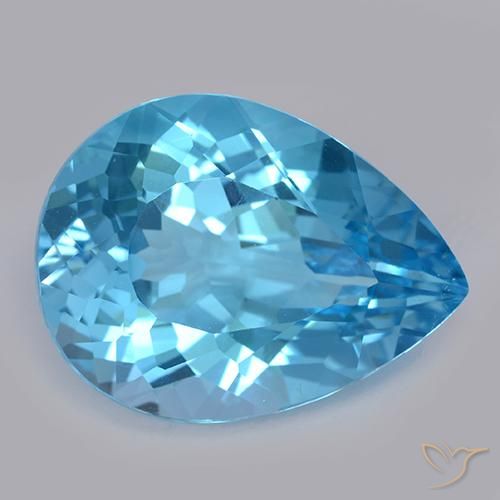 Topázio Azul Suíço Natural 32.57ct, Formato de pêra, VVS
