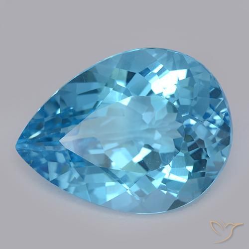 Topázio Azul Suíço Natural 32.57ct, Formato de pêra, VVS