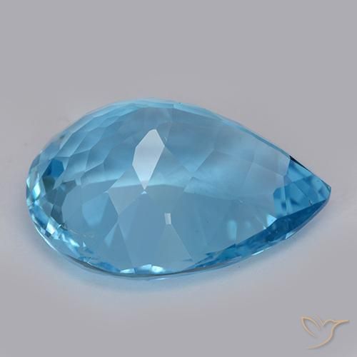 Topázio Azul Suíço Natural 32.57ct, Formato de pêra, VVS