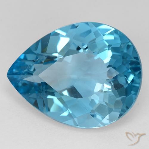 Topázio Azul Suíço Natural 30.91ct, Formato de pêra, VVS