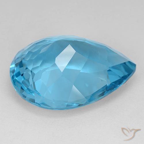 Topázio Azul Suíço Natural 30.91ct, Formato de pêra, VVS