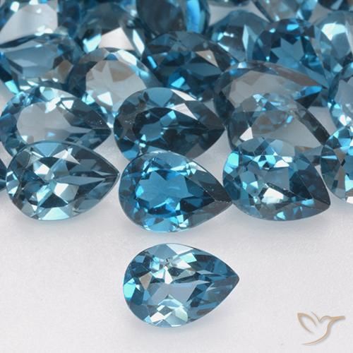 Topázio azul Londres solto de 1,09 ct, corte de pêra de 7 x 5 mm do Brasil, Photo A