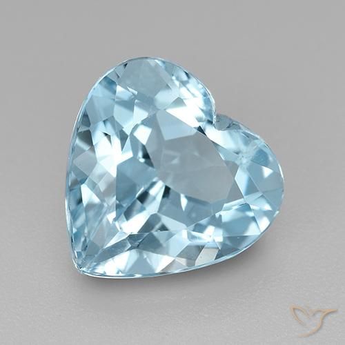 Topázio Céu azul Natural 4.06ct, Coração, VVS-VS