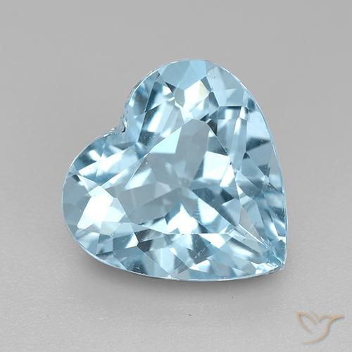 3.84ct Natural Céu azul Topázio, Coração, VVS-VS